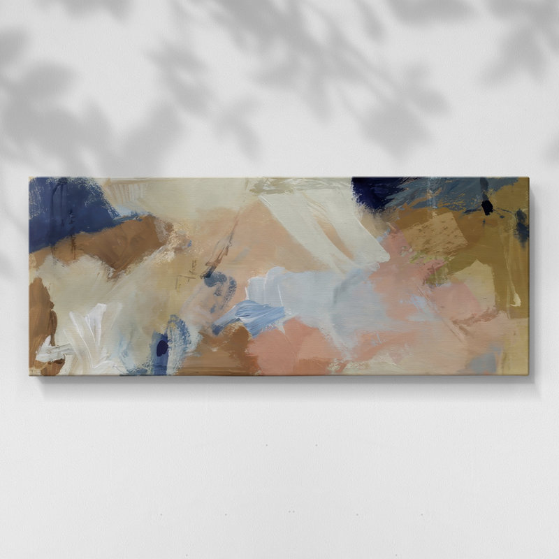 Apricot Navy Swirl II- Gallery Wrapped Canvas -Ready to Hang, 12" H x 30" W