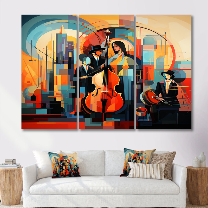 Onagre - ensemble de décoration murale musicien, Toile tendue, H 28 po x l 36 po x P 1 po