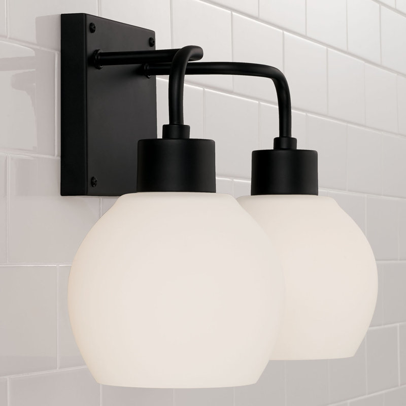Éclairage pour salle de bain à intensité variable 2 lumières Bailey, Blanc, Noir mat