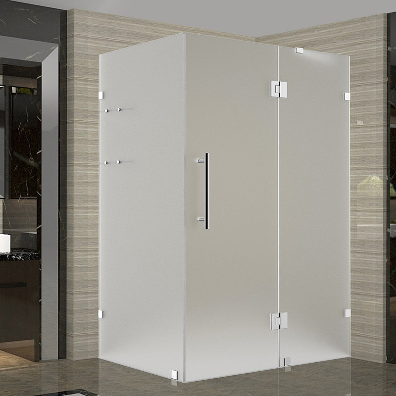 Avalux GS 35" x 72" Rectangle Hinged Shower Enclosure, Brushed Stainless Steel