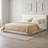 Wood Platform Bed with Upholstered Headboard