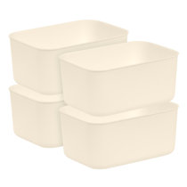 Small Decorative Plastic Bin with Cutout Handles White - Brightroom™