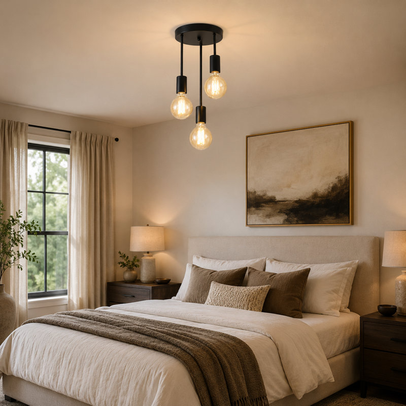 Luminaire suspendu moderne réglable à 3 lumières, lampe de plafond en métal noir avec douille E27, lustre industriel minimaliste pour la cuisine de la salle à manger (ampoules non incluses)