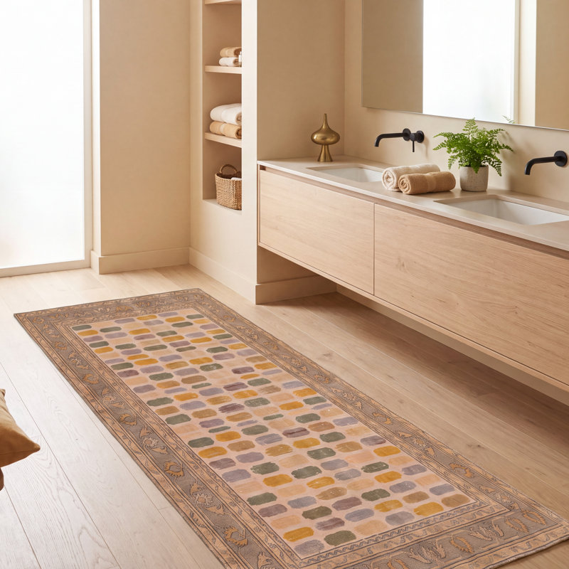 Tapis Ochre2 moderne à rayures effet pinceau, doré, vert et gris, lavable à la machine, antidérapant, à poils courts, pour l'intérieur et l'extérieur, adapté aux animaux domestiques, idéal pour le salon, la chambre, la salle à manger, l'entrée, le couloir ou le bureau.