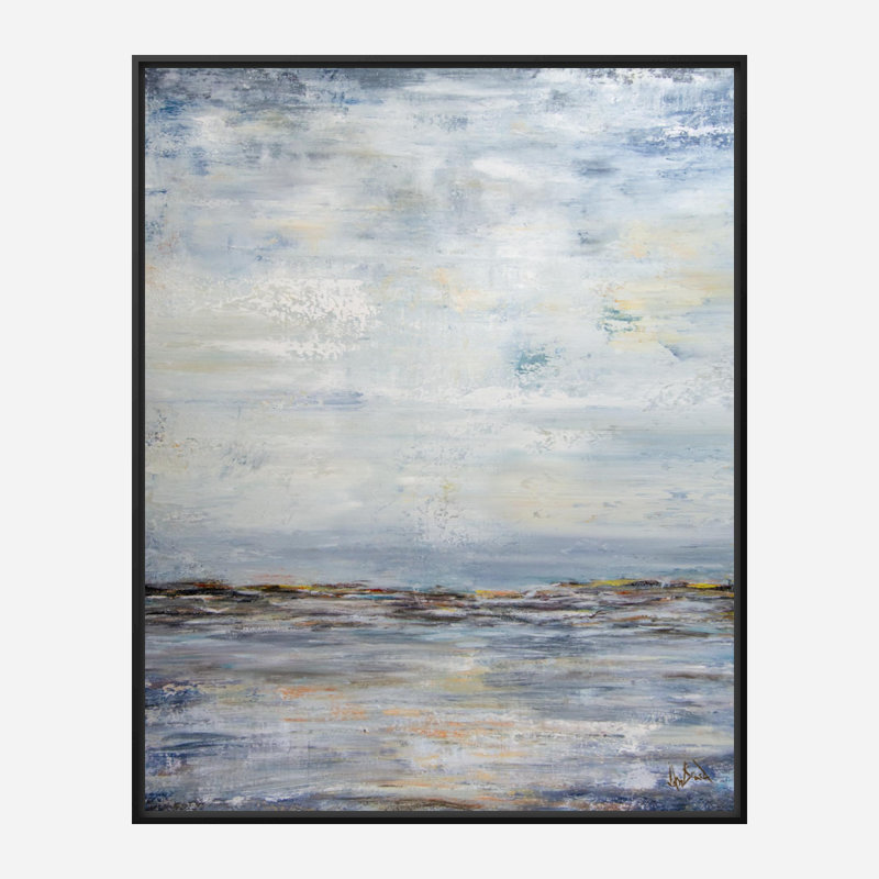 «Seaside» par John Beard - reproduction d'artiste sur toile, L 32 po x H 26 po x P 2 po, Cadre flottant noir