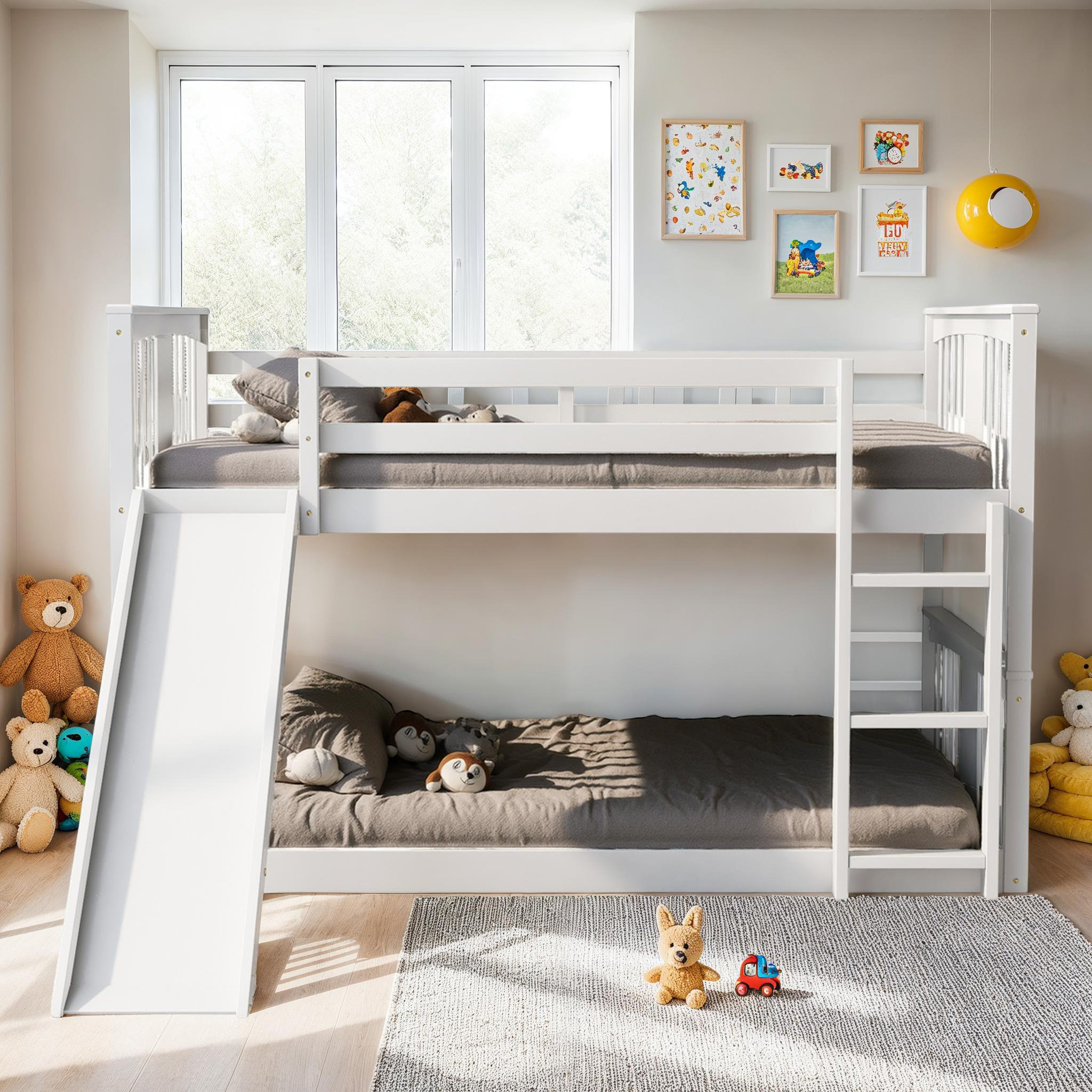 Harriet Bee Full Over Full Bunk Bed with Slide and Ladder - Wayfair Canada