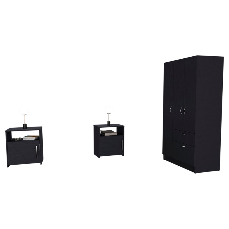 Ensemble de chambre à coucher, armoire + 2 tables de chevet Lubec