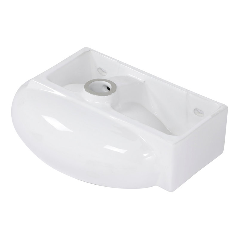 Wall Mount Ceramic Single, Rectangle Bathroom Sink With Single Faucet Hole