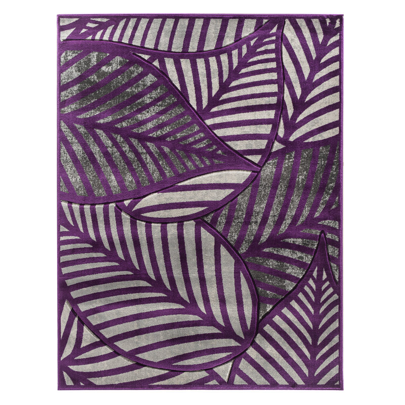 Tapis mauve à motif floral Aruba, Rectangle de 8 pi x 10 pi