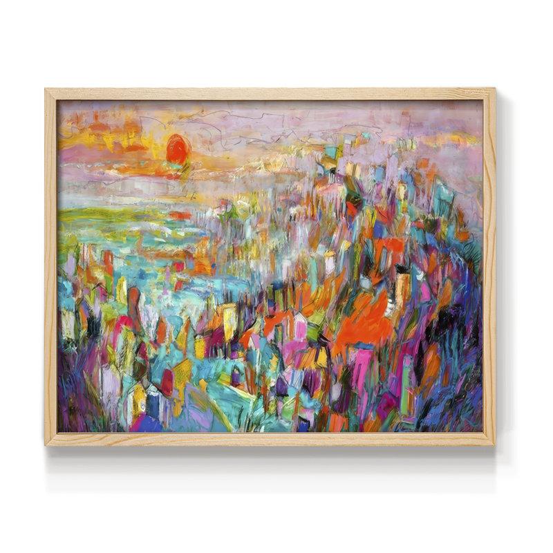 Île au soleil couchant II - reproduction encadrée - réarmable, Naturel, H 11 po x l 14 po