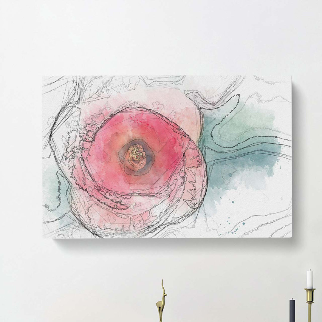 A Pink Hibiscus Flower In Abstract - Wrapped Canvas