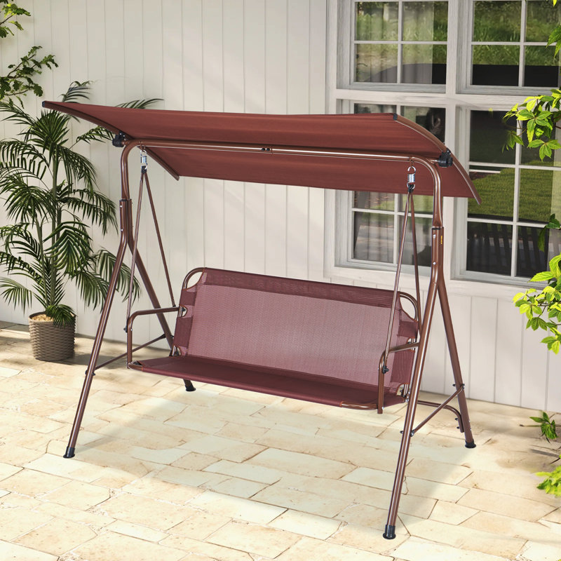 Balancelle de patio avec auvent réglable Arlmont & Co. pour 3 personnes - brun