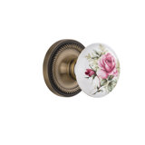 Rope Rosette with White Rose Porcelain Door Knob