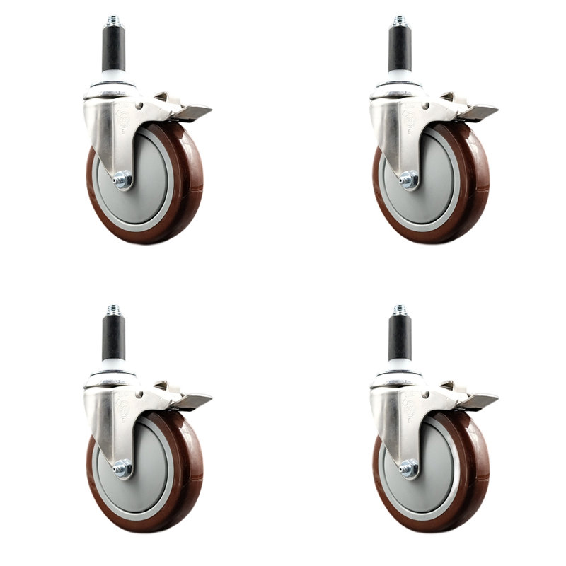 Jeu de roulettes extensibles en poly, H 5 po x l 5 po, Marron