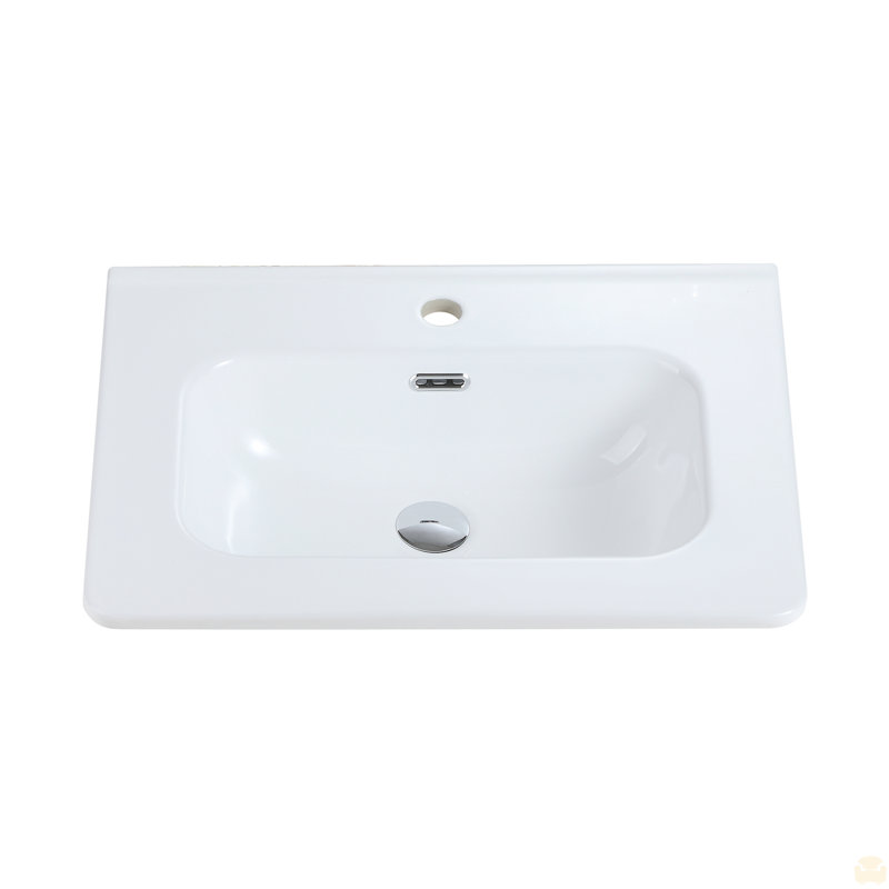 Lavabo intégré en céramique, drain et robinet non inclus (seulement évier en céramique, sans armoire) , 24"