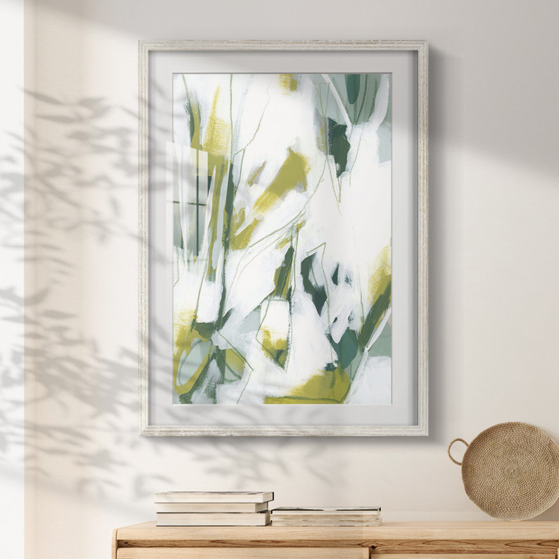 Emerald Ice IV -Framed Print, 19.5" H x 16.5" W, White