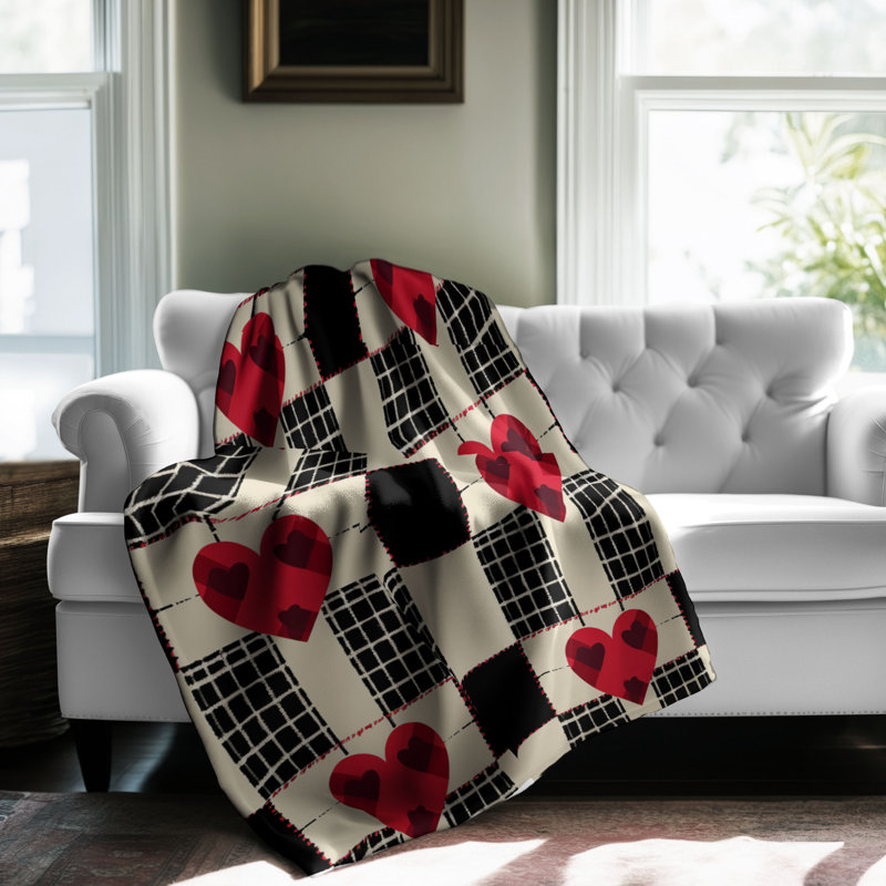 Affectionate Plaid Design - Couverture en sherpa de qualité supérieure 1 pièce, Grand lit