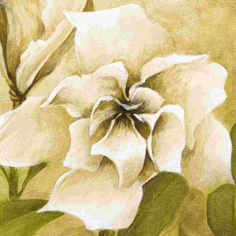 Fleur blanche 3 - peinture sur toile tendue, H 12 po x l 12 po