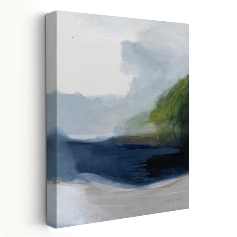 Hidden Water - Abstract Blue Clouds Grey, 24" H x 16" W