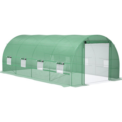 19'x10'x7' Garden Hot House, Galvanized Steel Structure With Zippered Access & 8 Ventilated Mesh Windows, Extend Growing Season, Block Outdoor Greenhouse, Frame Sun Damage, Enhance Planting Experience
