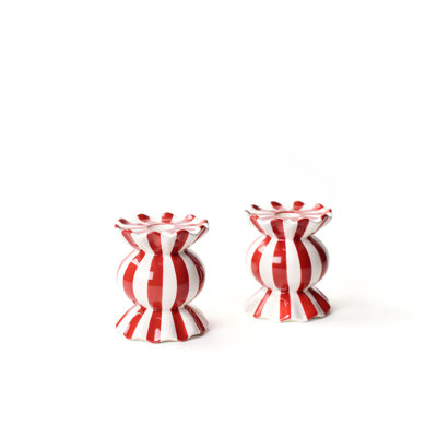 Ensemble de 2 porte-bougies Red Stripe