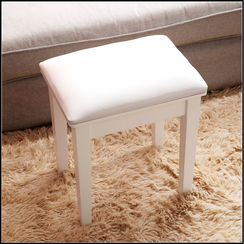 Vanity Stool Makeup Bench Dressing Stool with Cushion and Solid Legs