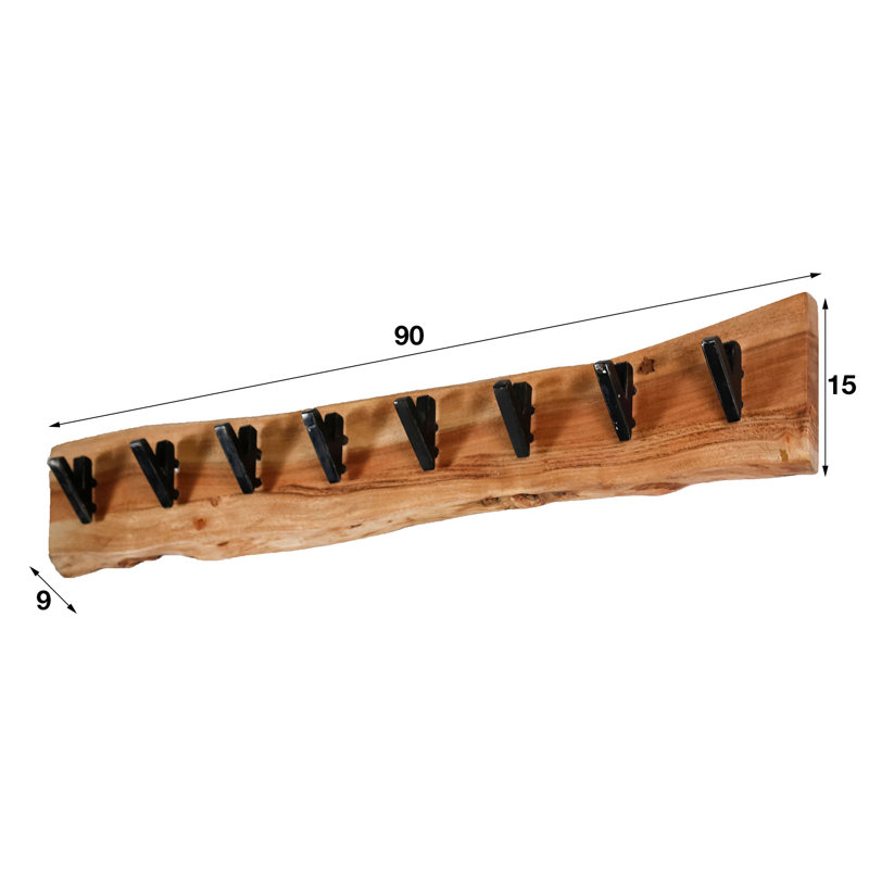 Ebeling Solid Wood Wall 8 - Hook Wall Mounted Coat Rack