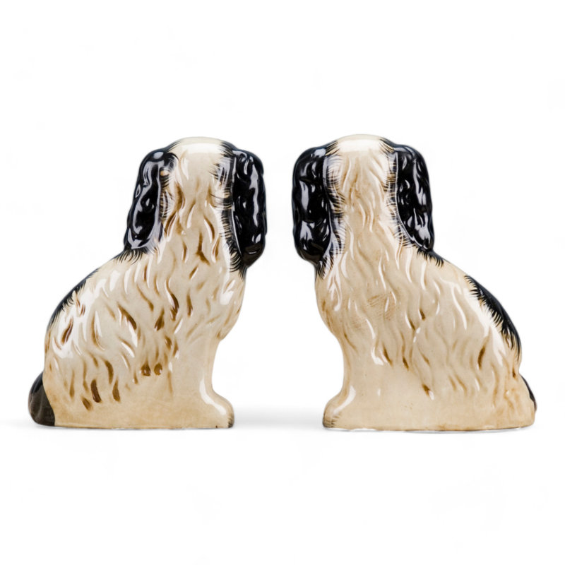Porcelain Staffordshire Dog Figurines Pair, Black