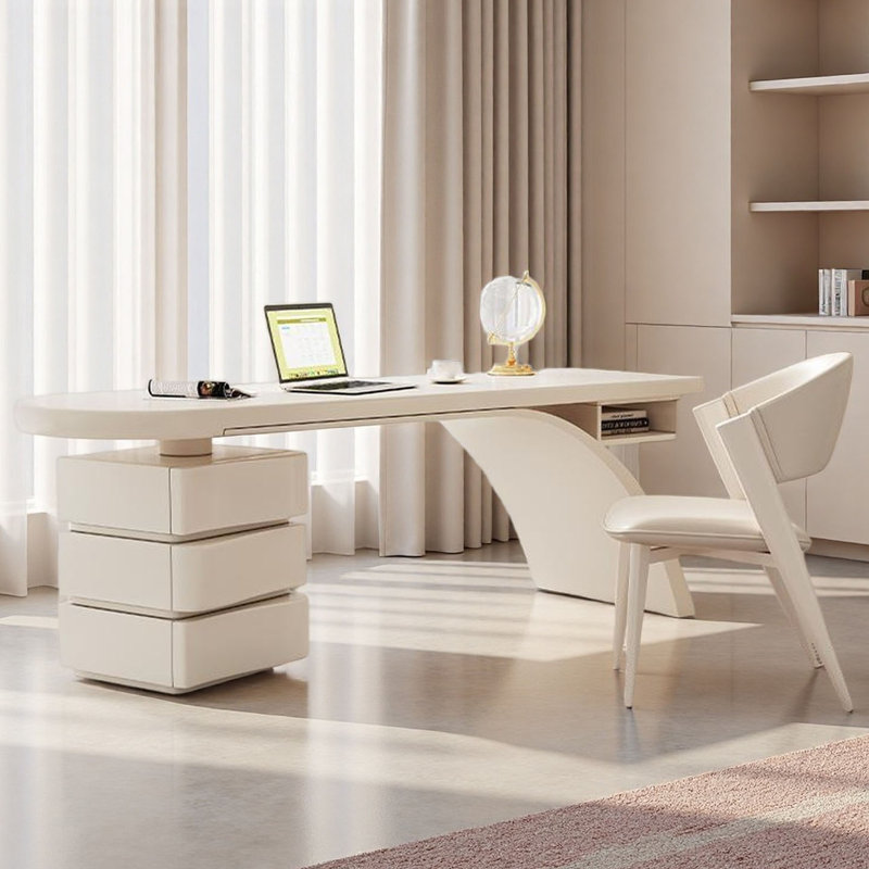 Bureau en bois massif de style crème, H 29,5 po x l 70,9 po x P 27,6 po