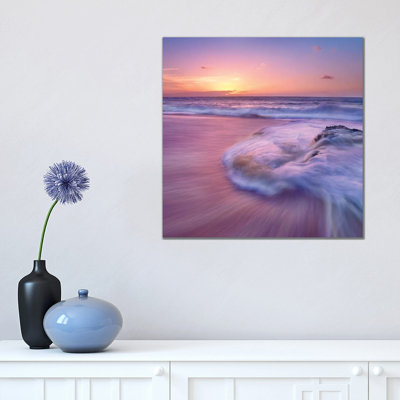 Sandy Beach At Sunset, Oahu, Hawaii by Tim Fitzharris - Wrapped Canvas Print