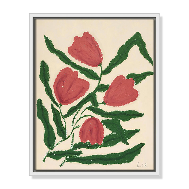 «Colette Red Tulips Print» par Camilla Bergqvist, H 15,5 po x l 12,5 po, Blanc
