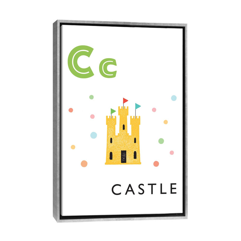 Alphabet Flash Card C - impression d'art graphique, H 60 po x l 40po x P 1,5 po, Toile avec cadre argenté, Pas de tapis