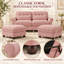 Canapé modulable 2 places en chenille Deerwood de 176 cm de large avec 2 poufs, coussins à volants et coussins lombaires-51657604