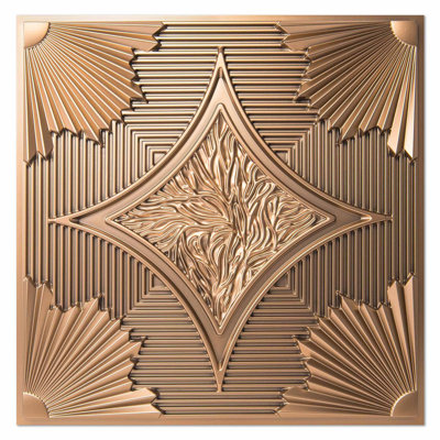 Drop Ceiling Tiles 24x24 in Bronze – 12-Pack, 48 Sq. Ft., 3D Wainscoting Panels, Glue-Up or Grid Installation