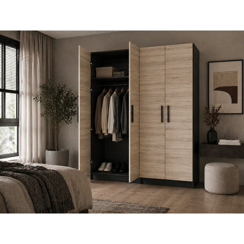Nitra 4 Door Wardrobe, Black/Sonoma