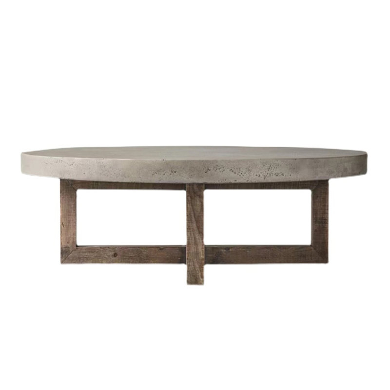 American retro style round coffee table, 15.7" H x 47.2" W x 47.2" D