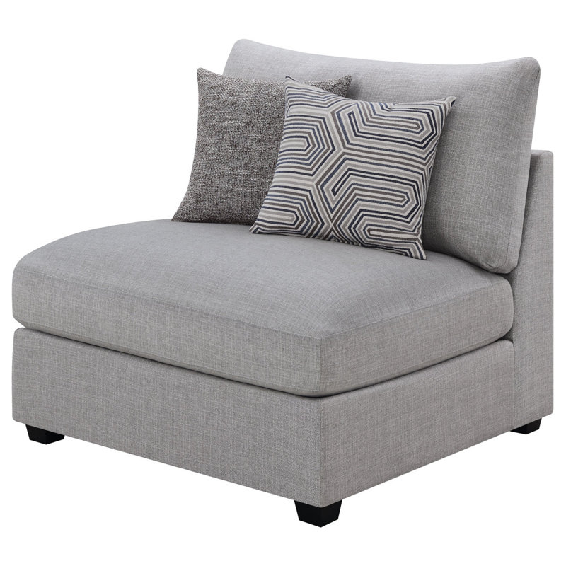 Austin Grey Cushion Back Upholstered Armless Chair With Pillows, No