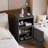 27.56"Black Modern Metal Bed Sidetable Nightstand with Locked Doors-2073623144