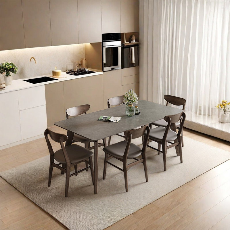 Ensemble de table à manger moderne et simple en bois massif, H 29,52 po x L 55,11 po x l 31,49 po