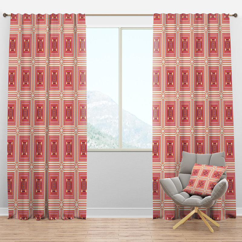 Panneau de rideau simple semi-diaphane avec passe-tringle Mid-Century Design, L 52 po x L 63 po
