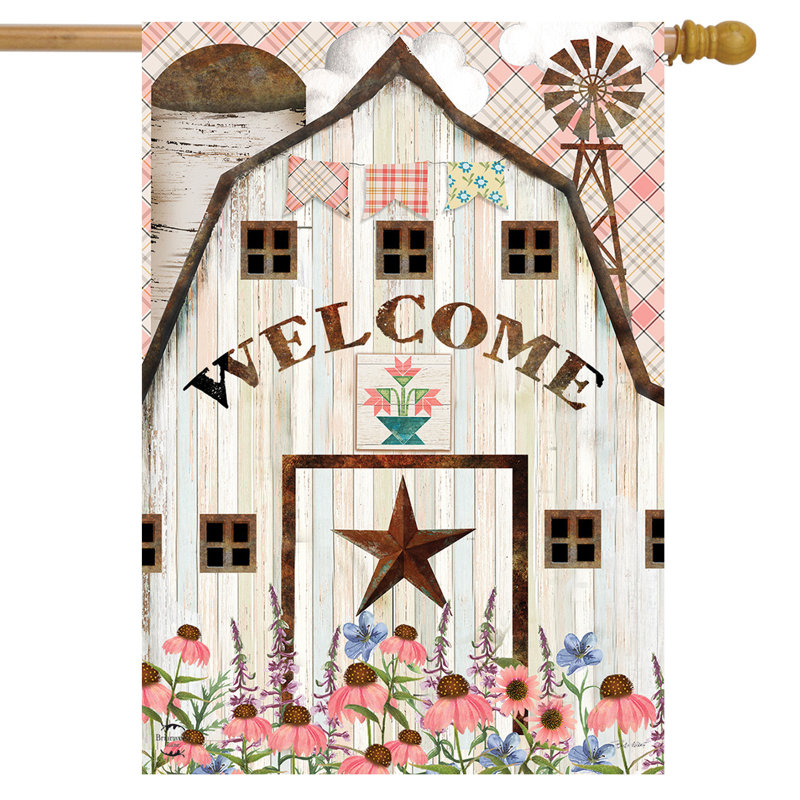 Drapeau de maison de grange en fleurs