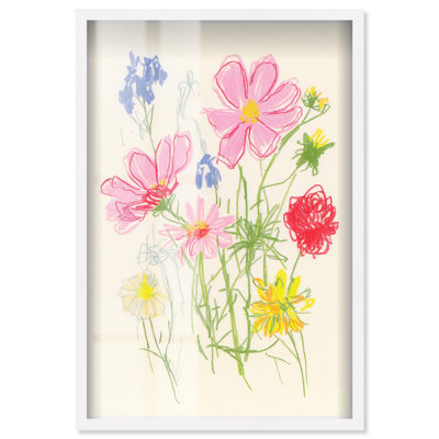 Décoration murale "Crayon Garden III" par Art Remedy, cadre blanc, 25 x 37