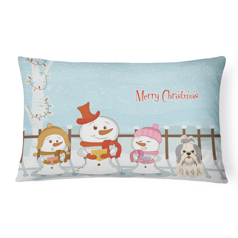 Coussin lombaire intérieur / extérieur Merry Christmas, Argent/blanc