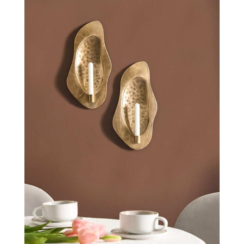 ODEMIRA 2 Piece Metal Wall Sconce Set, Gold