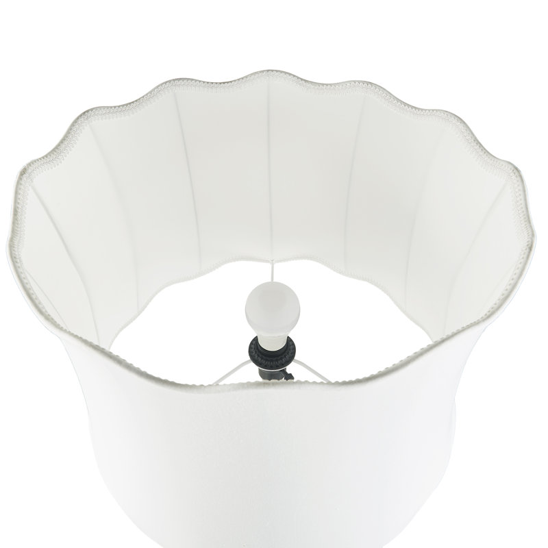 Vesta Textured Ceramic Table Lamp with Fluted Fabric Shade