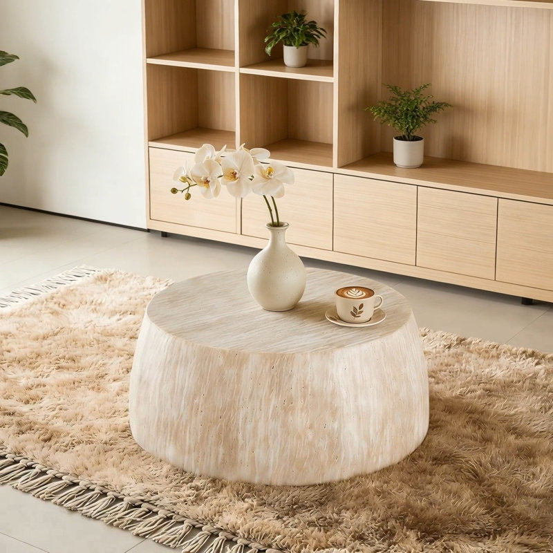 Table basse ronde, Bois naturel