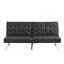 Structure en bois, pieds en acier inoxydable, futon, canapé en PVC noir
