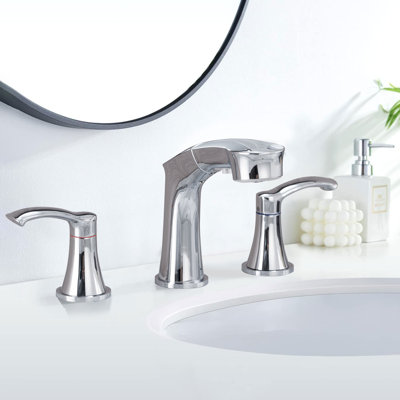 Widespread Faucet 2-handle Bathroom Faucet 3 Hole with Pull Out Sprayer