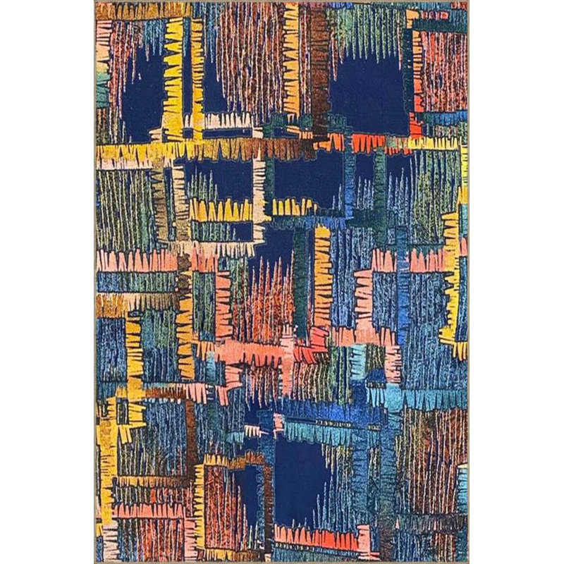 Geometric Colorful Themed Patterned Woven Base Carpet And Washable Carpet, Rectangle 2'4" x 4'