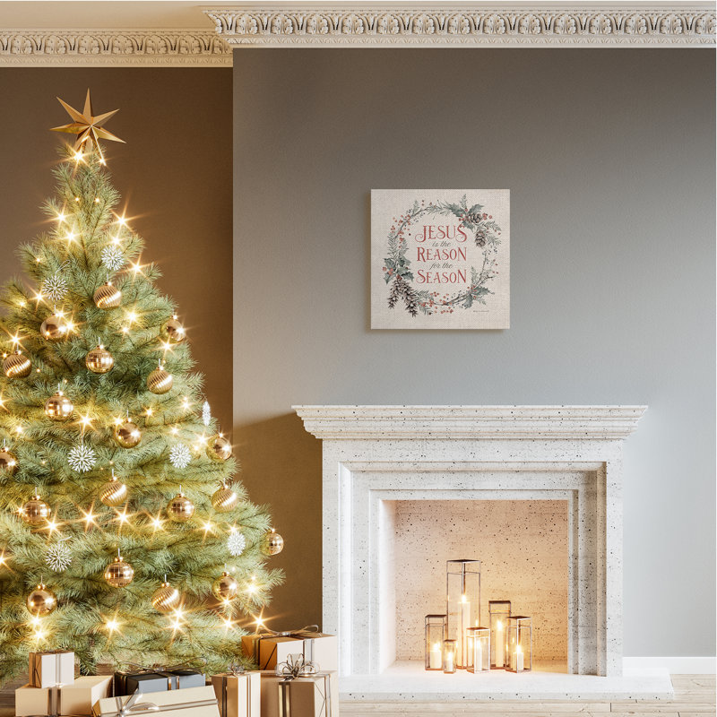Couronne de Noël Jésus Raison de la saison des Fêtes, Toile tendue, H 24 po x l 24 po